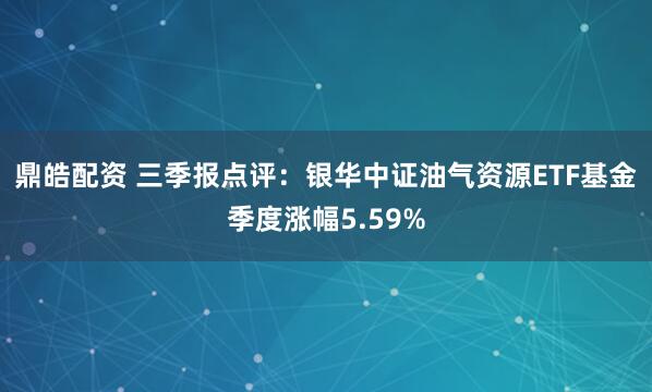 鼎皓配资 三季报点评:银华中证油气资源ETF基金季度涨幅5.59%